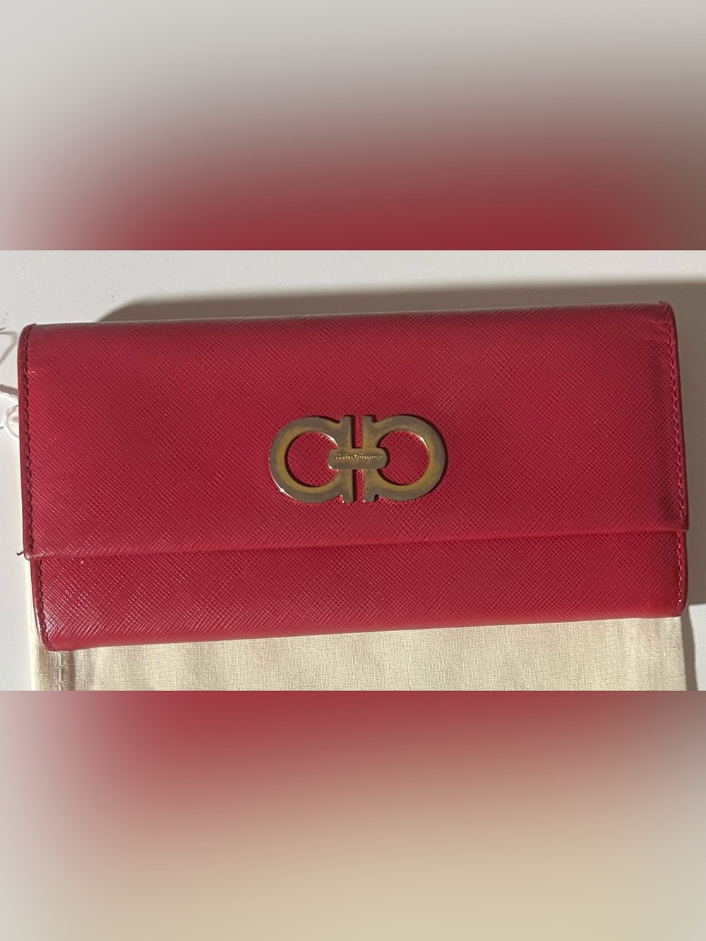 Salvatore Ferragamo - Bright Red Saffiano Gancini - Flap Wallet